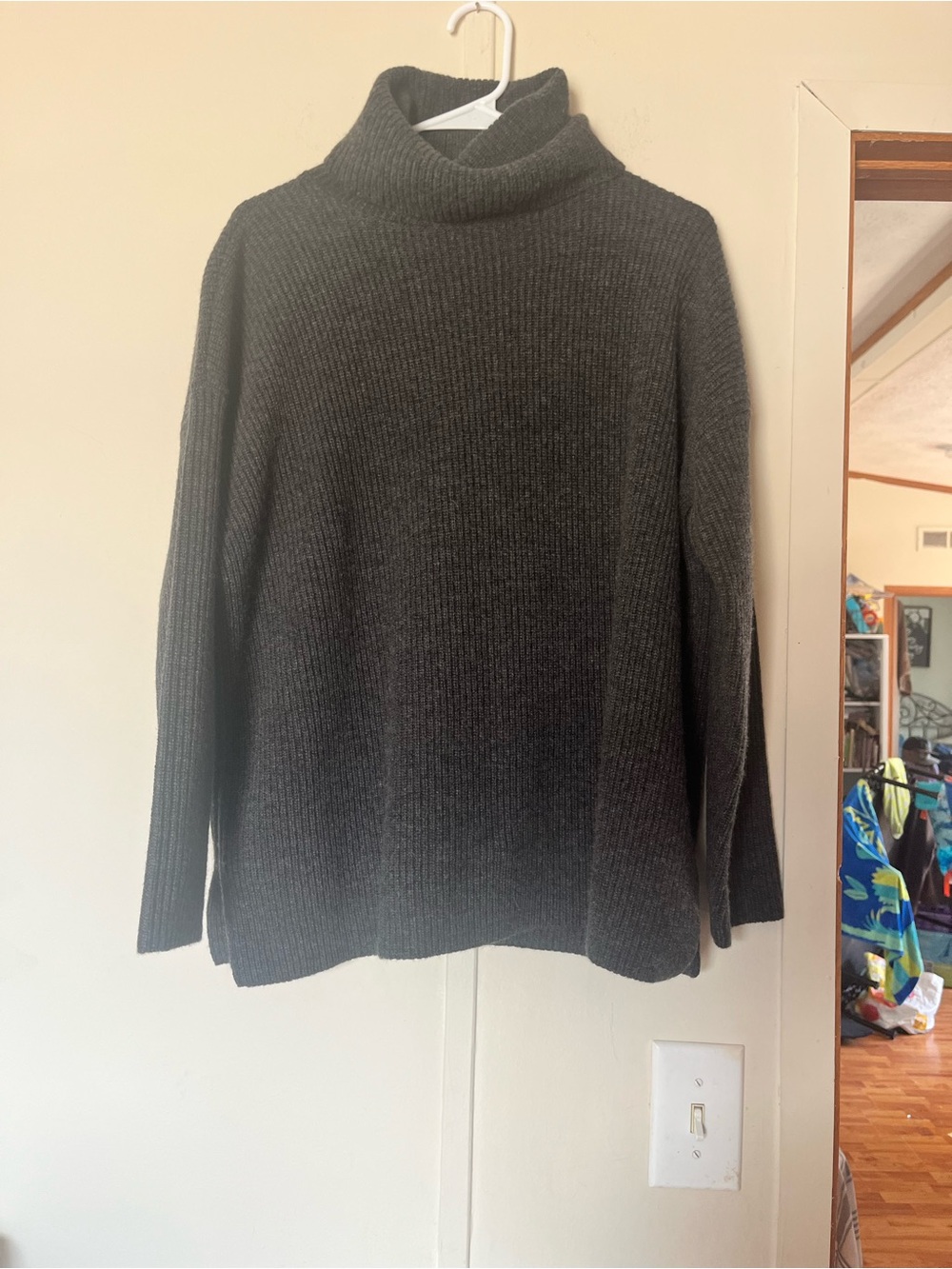 Eileen Fisher Recycled Wool/Cashmere Turtleneck Sweater Boxy Fit RT $378 - Picture 3 of 8